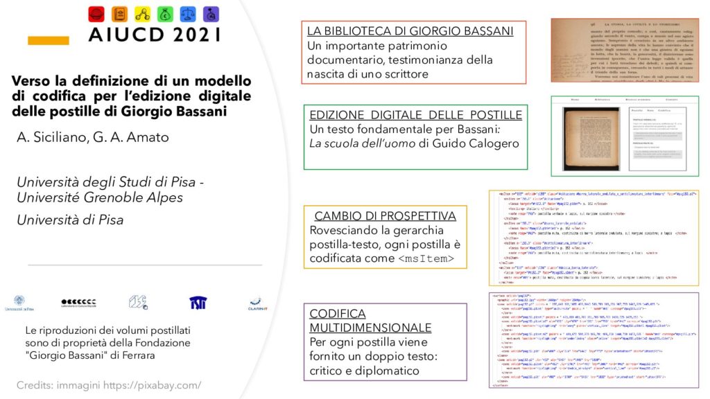 Angela Siciliano and Giovanni Alberto Amato - Verso la definizione di un modello di codifica per l’edizione digitale delle postille di Giorgio Bassani